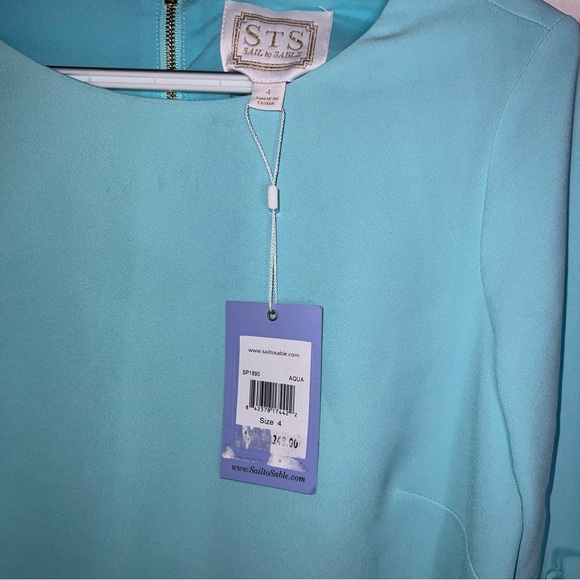 Sail to Sable Aqua dress with tiered sleeves - Picture 3 of 6